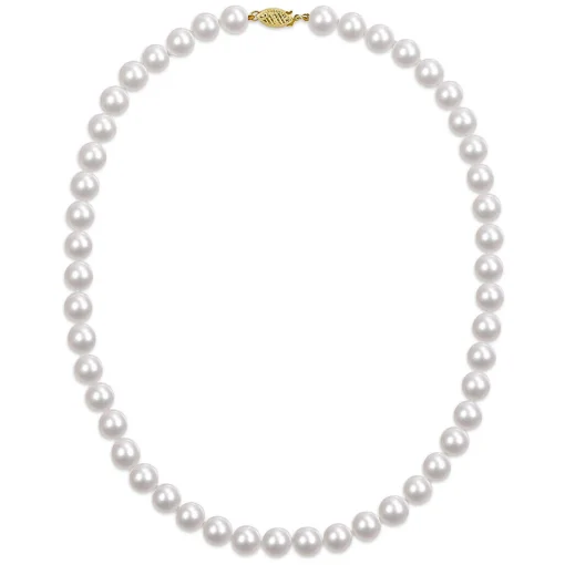 Akoya Pearl Necklace In 14K Yellow Gold, 8Mm, 18"