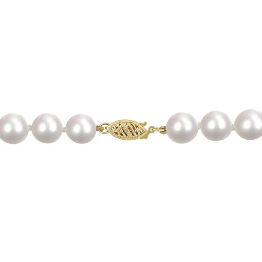 Akoya Pearl Necklace In 14K Yellow Gold, 8Mm, 18"