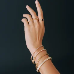 Alternating Diamond Bar Bangle Bracelet In Vermeil, 6.5