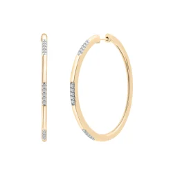 Alternating Diamond Bar Hoop Earring In Vermeil (1/5 Ct. Tw.)