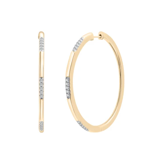 Alternating Diamond Bar Hoop Earring In Vermeil (1/5 Ct. Tw.)