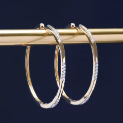 Alternating Diamond Bar Hoop Earring In Vermeil (1/5 Ct. Tw.)