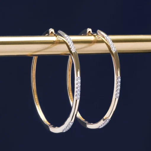 Alternating Diamond Bar Hoop Earring In Vermeil (1/5 Ct. Tw.)