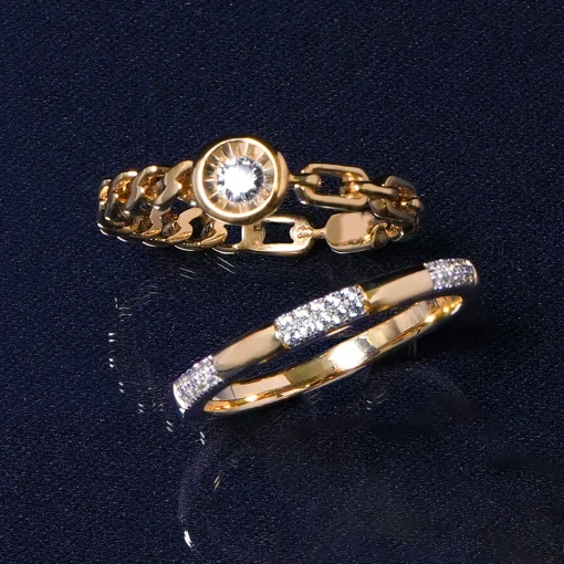 Alternating Diamond Pave Bar Ring In Vermeil (1/10 Ct. Tw.)