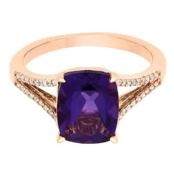 Amethyst & 1/8 Ct. Tw. Diamond Ring In 10K Rose Gold