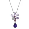 Amethyst & Diamond Accent Flower Pendant In Sterling Silver