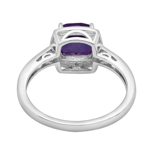 Amethyst & Diamond Accent Cushion-Cut Halo Boxed Set In Sterling Silver