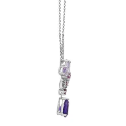 Amethyst & Diamond Accent Flower Pendant In Sterling Silver