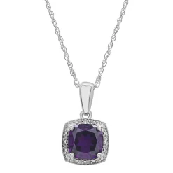 Amethyst & Diamond Accent Cushion-Cut Halo Boxed Set In Sterling Silver