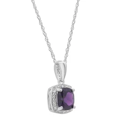Amethyst & Diamond Accent Cushion-Cut Halo Boxed Set In Sterling Silver