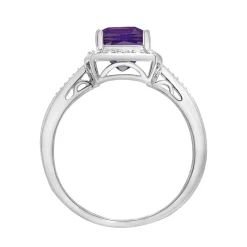Amethyst & Diamond Accent Cushion-Cut Halo Boxed Set In Sterling Silver