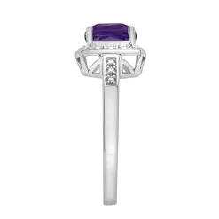 Amethyst & Diamond Accent Cushion-Cut Halo Boxed Set In Sterling Silver