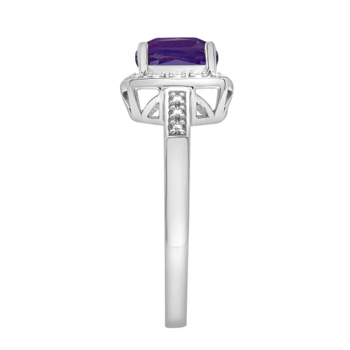 Amethyst & Diamond Accent Cushion-Cut Halo Boxed Set In Sterling Silver