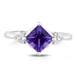 Amethyst & White Topaz Ring In Sterling Silver