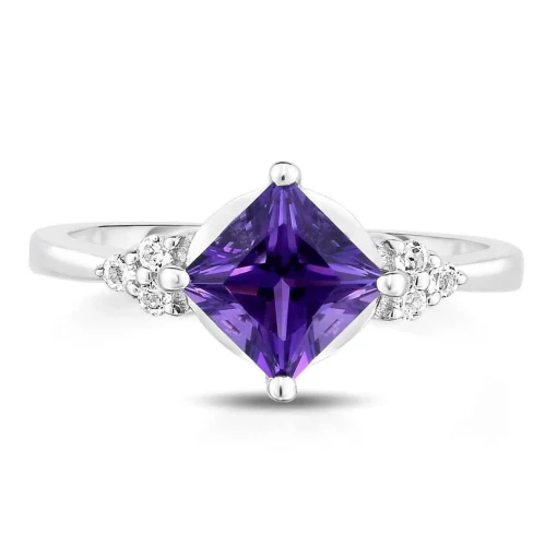 Amethyst & White Topaz Ring In Sterling Silver