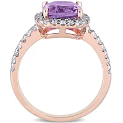 Amethyst & White Topaz Ring In 10K Rose Gold