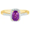 Amethyst And Diamond Ring In 10K Yellow Gold (1/10 Ct. Tw.)