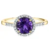 Amethyst And Diamond Ring In 10K Yellow Gold (1/7 Ct. Tw.)