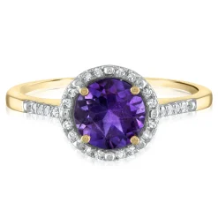 Amethyst And Diamond Ring In 10K Yellow Gold (1/7 Ct. Tw.)