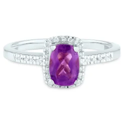 Amethyst And Diamond Ring In 10K White Gold (1/10 Ct. Tw.)