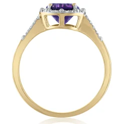 Amethyst And Diamond Ring In 10K Yellow Gold (1/7 Ct. Tw.)
