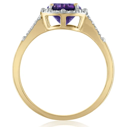 Amethyst And Diamond Ring In 10K Yellow Gold (1/7 Ct. Tw.)