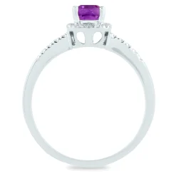 Amethyst And Diamond Ring In 10K White Gold (1/10 Ct. Tw.)