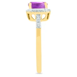 Amethyst And Diamond Ring In 10K Yellow Gold (1/10 Ct. Tw.)