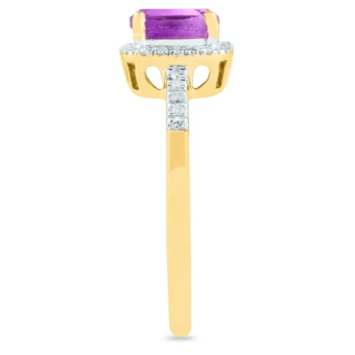 Amethyst And Diamond Ring In 10K Yellow Gold (1/10 Ct. Tw.)