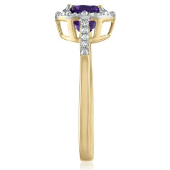 Amethyst And Diamond Ring In 10K Yellow Gold (1/7 Ct. Tw.)