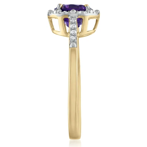 Amethyst And Diamond Ring In 10K Yellow Gold (1/7 Ct. Tw.)