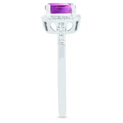 Amethyst And Diamond Ring In 10K White Gold (1/10 Ct. Tw.)