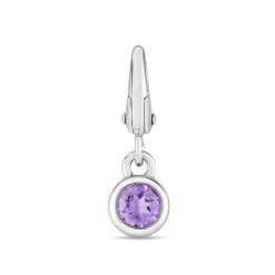 Amethyst Birthstone Charm In Sterling Silver