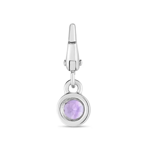 Amethyst Birthstone Charm In Sterling Silver