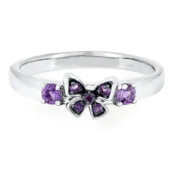 Amethyst Butterfly Stack Ring In Sterling Silver