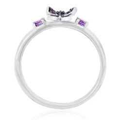 Amethyst Butterfly Stack Ring In Sterling Silver
