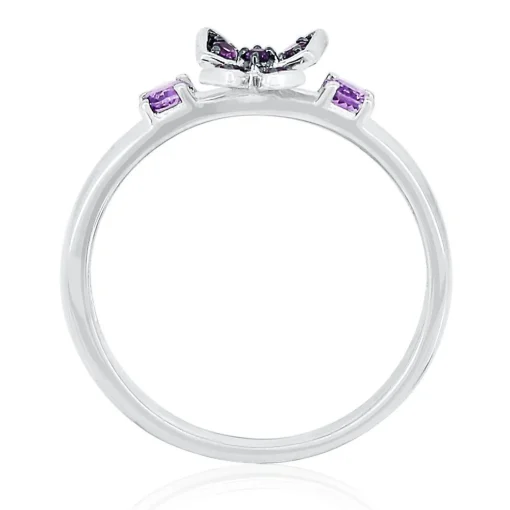 Amethyst Butterfly Stack Ring In Sterling Silver
