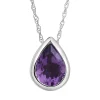 Amethyst Pendant With Pear Shape In 10K White Gold