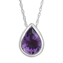 Amethyst Pendant With Pear Shape In 10K White Gold