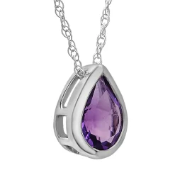Amethyst Pendant With Pear Shape In 10K White Gold