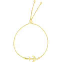 Anchor Bolo Bracelet In 14K Yellow Gold