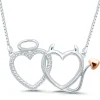 Angel Devil Pendant With Diamond Accent In Sterling Silver And 14K Rose Gold