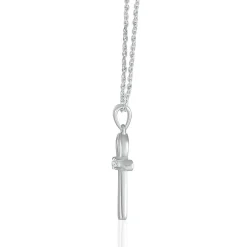 Ankh Pendant With Diamond Accent In 10K White Gold