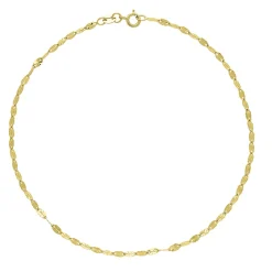 Anklet With Mirror Links In 14K Yellow Gold