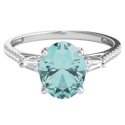Aquamarine & 1/5 Ct. Tw. Diamond Ring In 14K White Gold