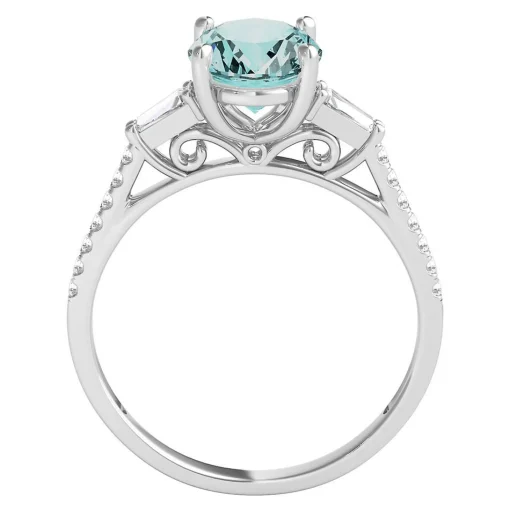 Aquamarine & 1/5 Ct. Tw. Diamond Ring In 14K White Gold