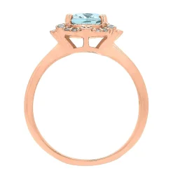 Aquamarine & 1/7 Ct. Tw. Diamond Ring In 10K Rose Gold