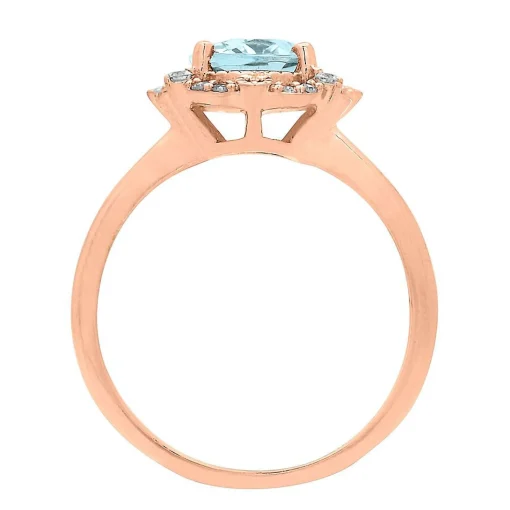 Aquamarine & 1/7 Ct. Tw. Diamond Ring In 10K Rose Gold