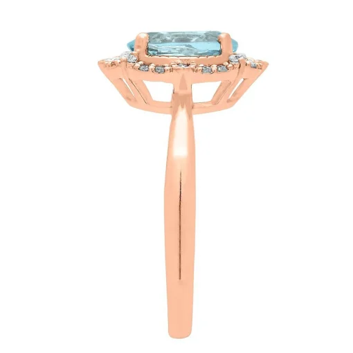 Aquamarine & 1/7 Ct. Tw. Diamond Ring In 10K Rose Gold