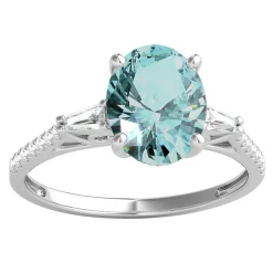 Aquamarine & 1/5 Ct. Tw. Diamond Ring In 14K White Gold